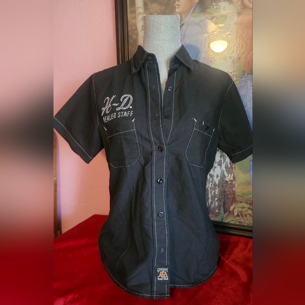 Harley-Davidson Women's Blingy Black Button Down Dealership Shirt